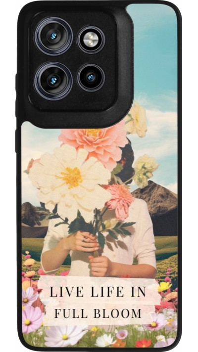 Coque Motorola Moto S50 - Silicone rigide noir Live life in full moon Spring 2026