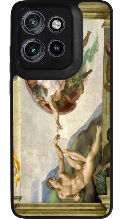 Coque Motorola Moto S50 - Silicone rigide noir Tableau art - La Création d’Adam - Michel-Ange