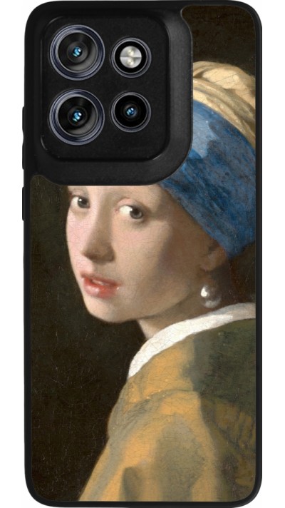 Coque Motorola Moto S50 - Silicone rigide noir Tableau art - La Jeune fille à la perle - Johannes Vermeer