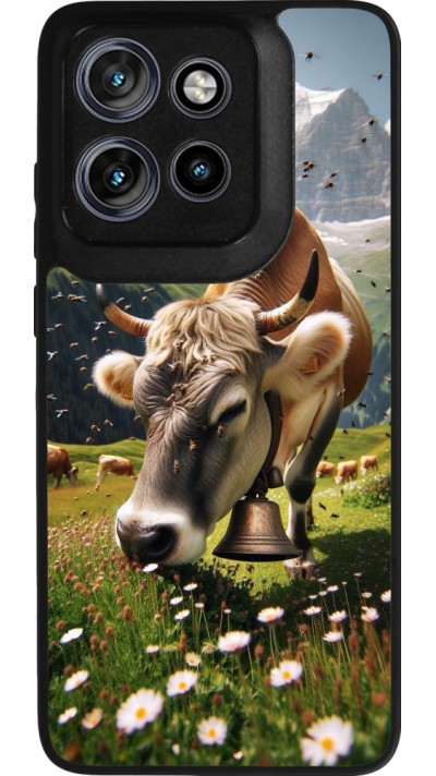 Coque Motorola Moto S50 - Silicone rigide noir Vache montagne Valais