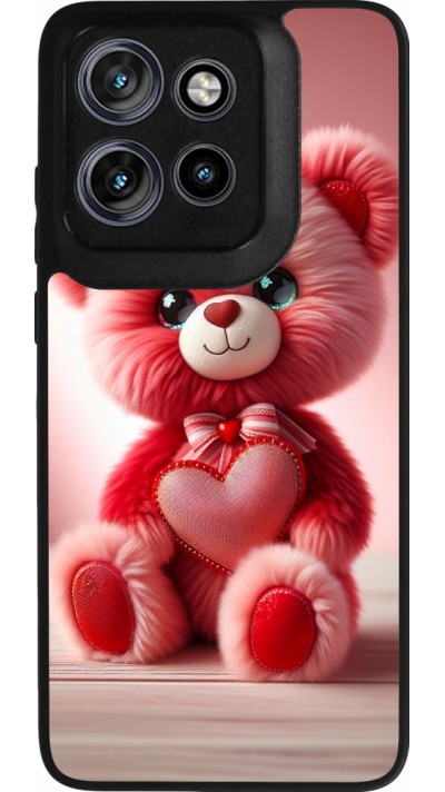 Motorola Moto S50 Case Hülle - Silikon schwarz Valentin 2024 Rosaroter Teddybär