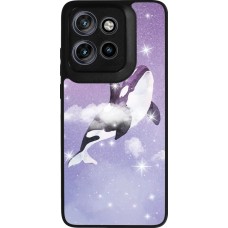 Motorola Moto S50 Case Hülle - Silikon schwarz Whale in sparking stars