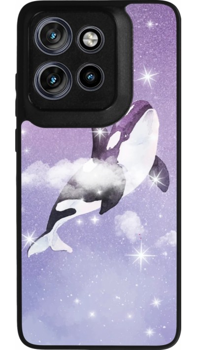 Coque Motorola Moto S50 - Silicone rigide noir Whale in sparking stars