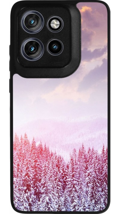 Coque Motorola Moto S50 - Silicone rigide noir Winter 22 Pink Forest