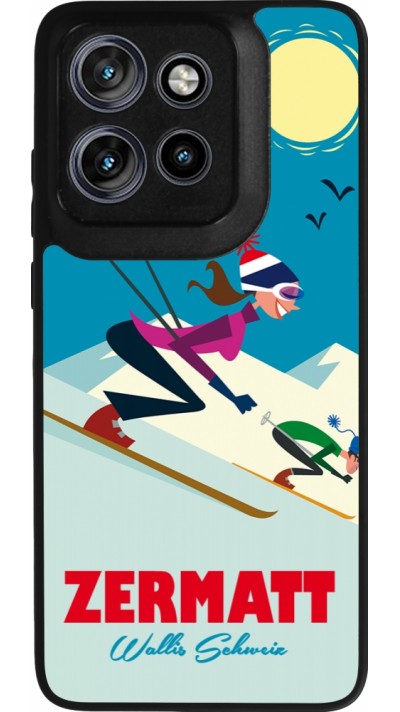 Coque Motorola Moto S50 - Silicone rigide noir Zermatt Ski Downhill