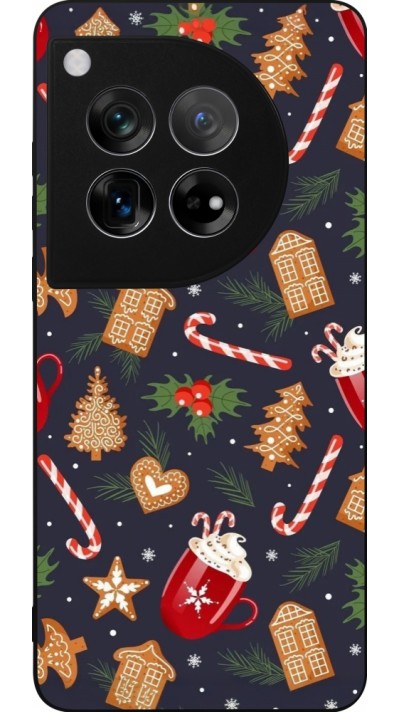 Coque OnePlus 12 - Silicone rigide noir Christmas 25 Pattern Gingerbread House