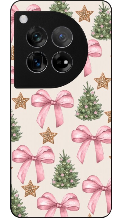 Coque OnePlus 12 - Silicone rigide noir Christmas 25 Vintage Ribbons