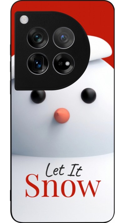 Coque OnePlus 12 - Silicone rigide noir Christmas 25 Xmas Snowman