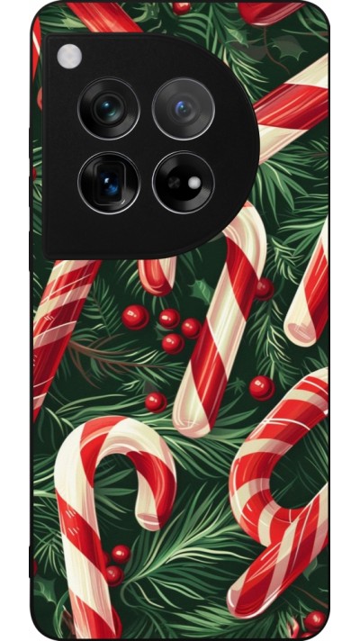 Coque OnePlus 12 - Silicone rigide noir Christmas 25 Xmas Stick