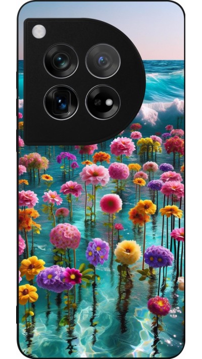 OnePlus 12 Case Hülle - Silikon schwarz Blumenmeer Wellen