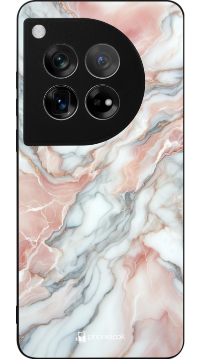 OnePlus 12 Case Hülle - Silikon schwarz Rosa Leuchtender Marmor