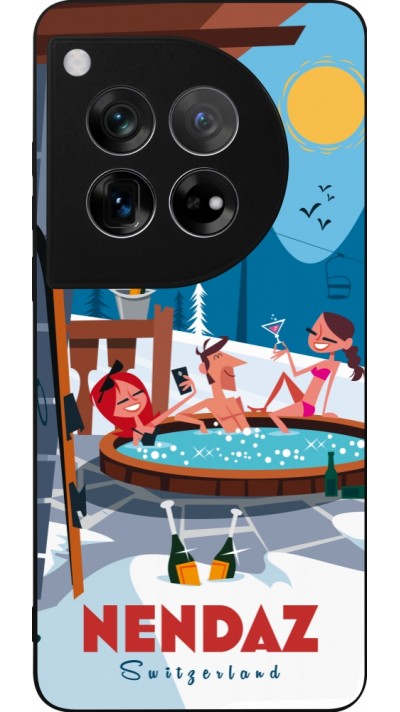 OnePlus 12 Case Hülle - Silikon schwarz Nendaz Mountain Jacuzzi