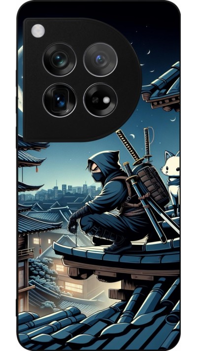 OnePlus 12 Case Hülle - Silikon schwarz Ninja unter dem Mond