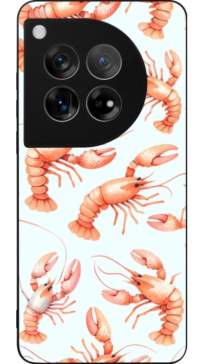 OnePlus 12 Case Hülle - Silikon schwarz Muster von pastellfarbenen Hummern