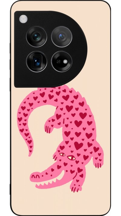 OnePlus 12 Case Hülle - Silikon schwarz Pink crocodile 2026