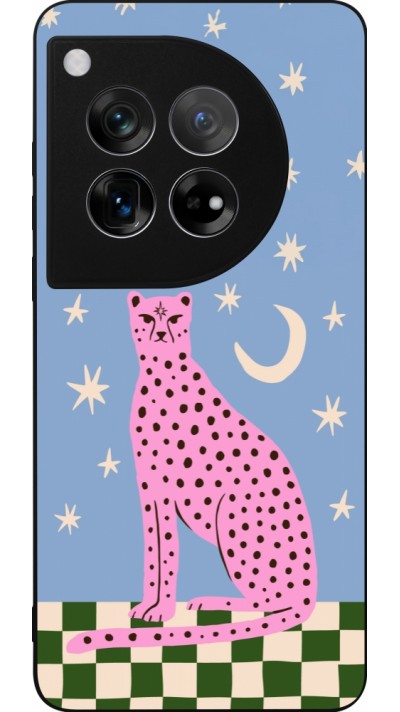 OnePlus 12 Case Hülle - Silikon schwarz Pink leopard with stars 2026