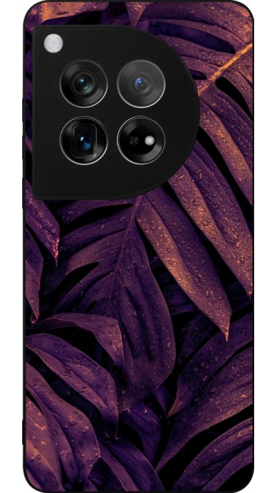 OnePlus 12 Case Hülle - Silikon schwarz Purple Light Leaves