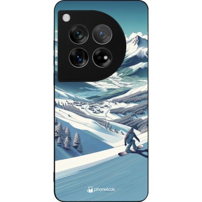 OnePlus 12 Case Hülle - Silikon schwarz Snowboarder Berg