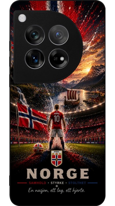 Coque OnePlus 12 - Silicone rigide noir Football Norvège splash 2026