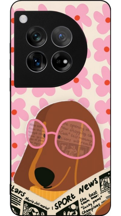 OnePlus 12 Case Hülle - Silikon schwarz Dog with newspaper Spring 2026