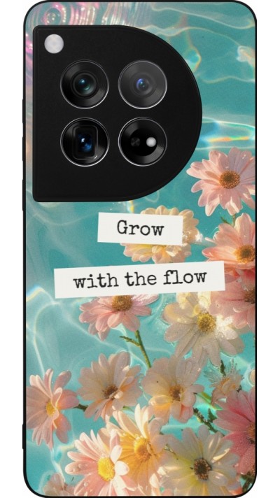 Coque OnePlus 12 - Silicone rigide noir Summer 2025 Grow with the flow