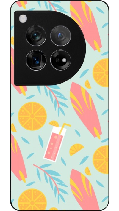 Coque OnePlus 12 - Silicone rigide noir Summer 2025 Pattern citron