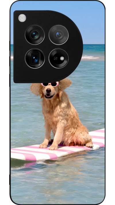 Coque OnePlus 12 - Silicone rigide noir Summer Dog on Paddle