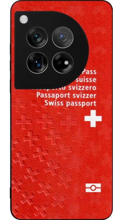Coque OnePlus 12 - Silicone rigide noir Swiss Passport