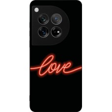 OnePlus 12 Case Hülle - Silikon schwarz Valentine 2023 neon love