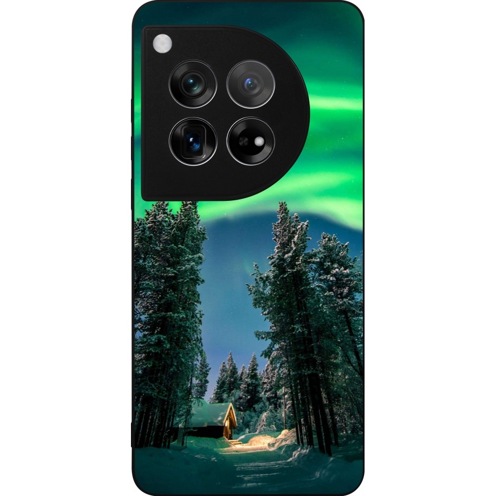 OnePlus 12 Case Hülle - Silikon schwarz Winter 22 Northern Lights