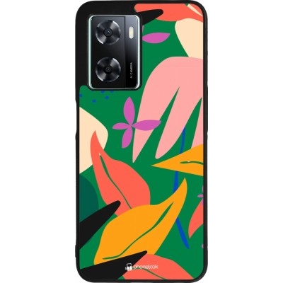 OPPO A57 5G Case Hülle - Silikon schwarz Abstract Jungle