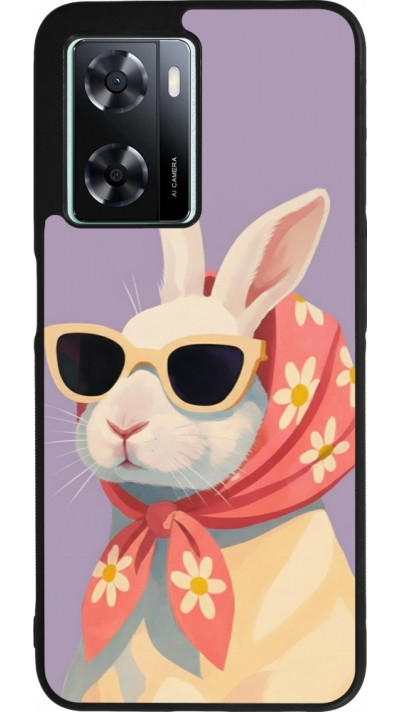 OPPO A57 5G Case Hülle - Silikon schwarz Easter 2026 Rabbit with scarf