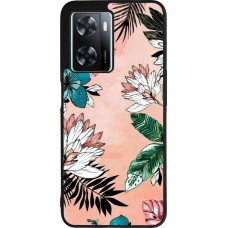 OPPO A57 5G Case Hülle - Silikon schwarz Flowers Artprint