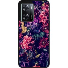 OPPO A57 5G Case Hülle - Silikon schwarz Flowers Dark