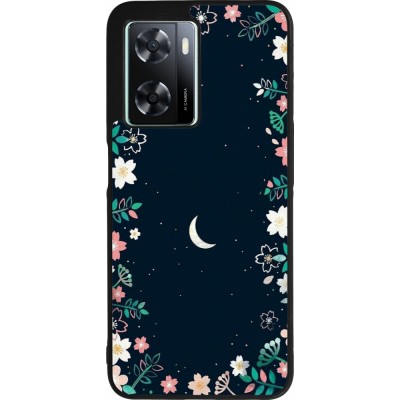 OPPO A57 5G Case Hülle - Silikon schwarz Flowers space