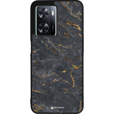 OPPO A57 5G Case Hülle - Silikon schwarz Grey Gold Marble