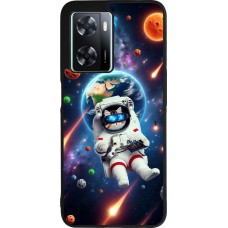 OPPO A57 5G Case Hülle - Silikon schwarz VR SpaceCat Odyssee