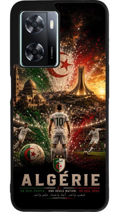 Coque OPPO A57 5G - Silicone rigide noir Football Algérie splash 2026