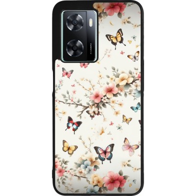 OPPO A57 5G Case Hülle - Silikon schwarz Frühling 25 Leichte Schmetterlinge