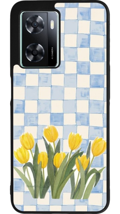 Coque OPPO A57 5G - Silicone rigide noir Blue vichy tulips Spring 2026