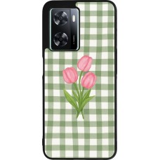OPPO A57 5G Case Hülle - Silikon schwarz Green vichy tulips Spring 2026