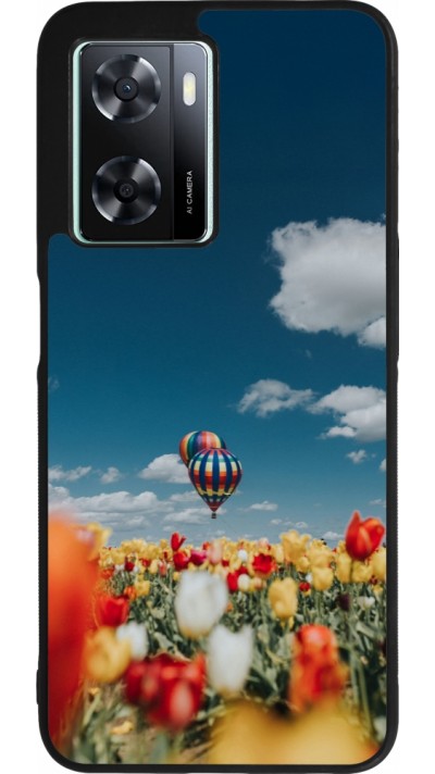 Coque OPPO A57 5G - Silicone rigide noir Hot air balloon Spring 2026
