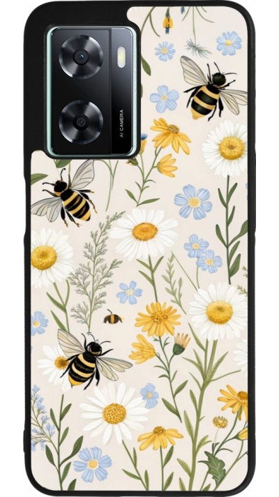 Coque OPPO A57 5G - Silicone rigide noir Pattern bees Spring 2026