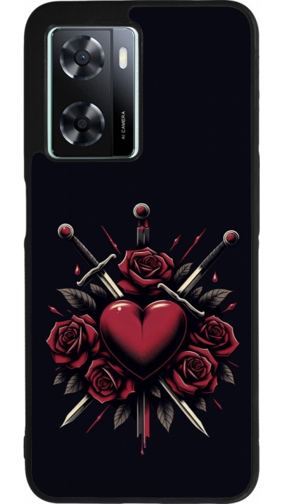 OPPO A57 5G Case Hülle - Silikon schwarz Valentine 2024 gothic love