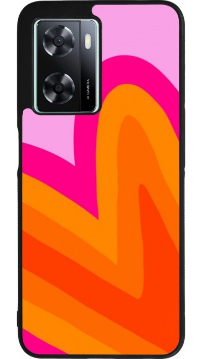 OPPO A57 5G Case Hülle - Silikon schwarz Valentine 2024 heart gradient