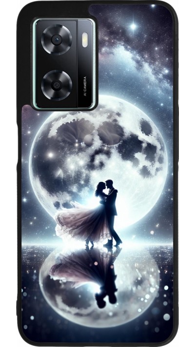 OPPO A57 5G Case Hülle - Silikon schwarz Valentin 2024 Liebe unter dem Mond