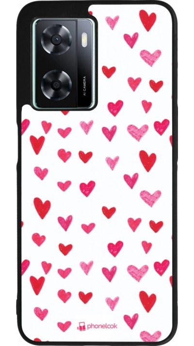 OPPO A57 5G Case Hülle - Silikon schwarz Valentine 2022 Many pink hearts