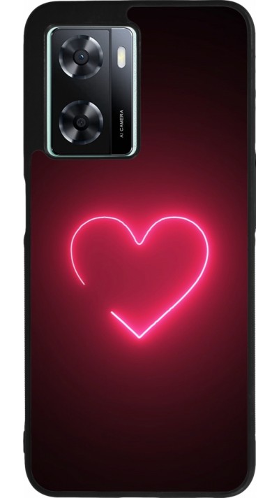 OPPO A57 5G Case Hülle - Silikon schwarz Valentine 2023 single neon heart