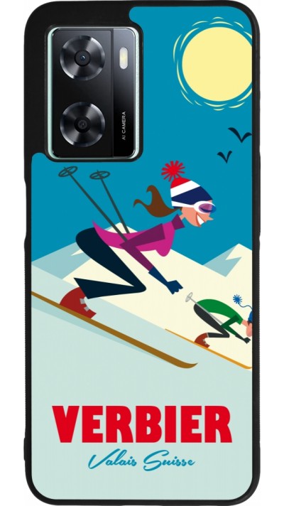 OPPO A57 5G Case Hülle - Silikon schwarz Verbier Ski Downhill