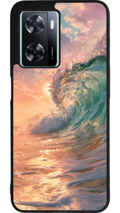 Coque OPPO A57 5G - Silicone rigide noir Wave Sunset